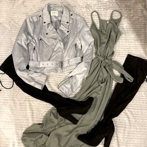 Cropped suede moto jacket size small